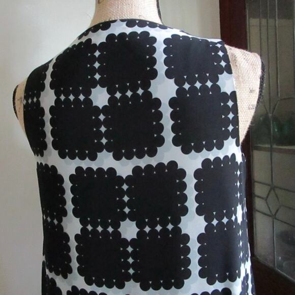 Max Studio Black & Cream Abstract Print A-Line Summer Dress Size Small Midi Glam - Picture 6 of 16